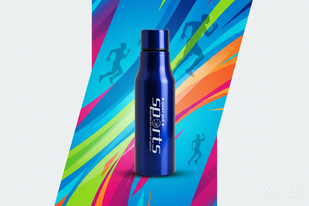 Blue Sports Bottle Social Media Banner