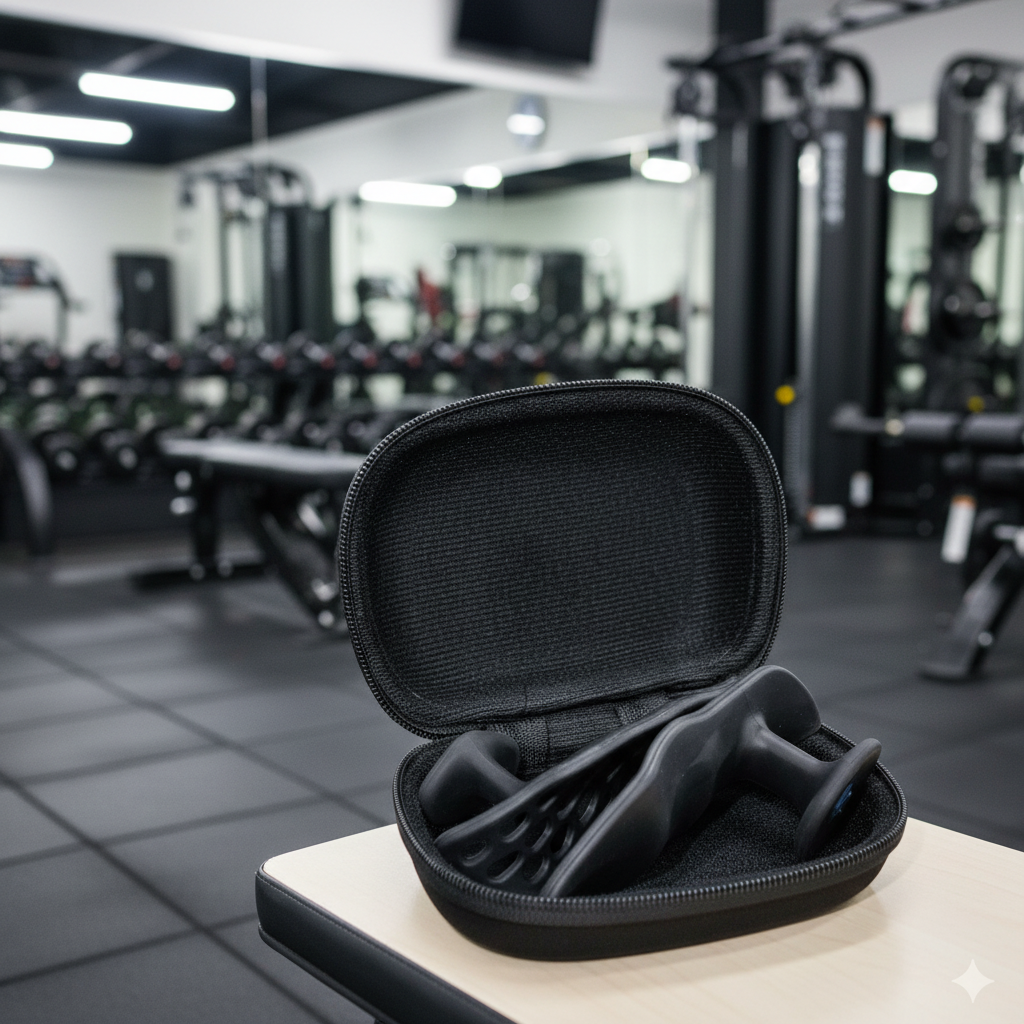 Gym hand grip in case with gym background